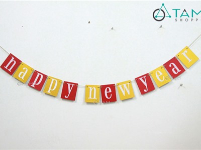 Dây treo chữ Happy New Year bằng gỗ số 07